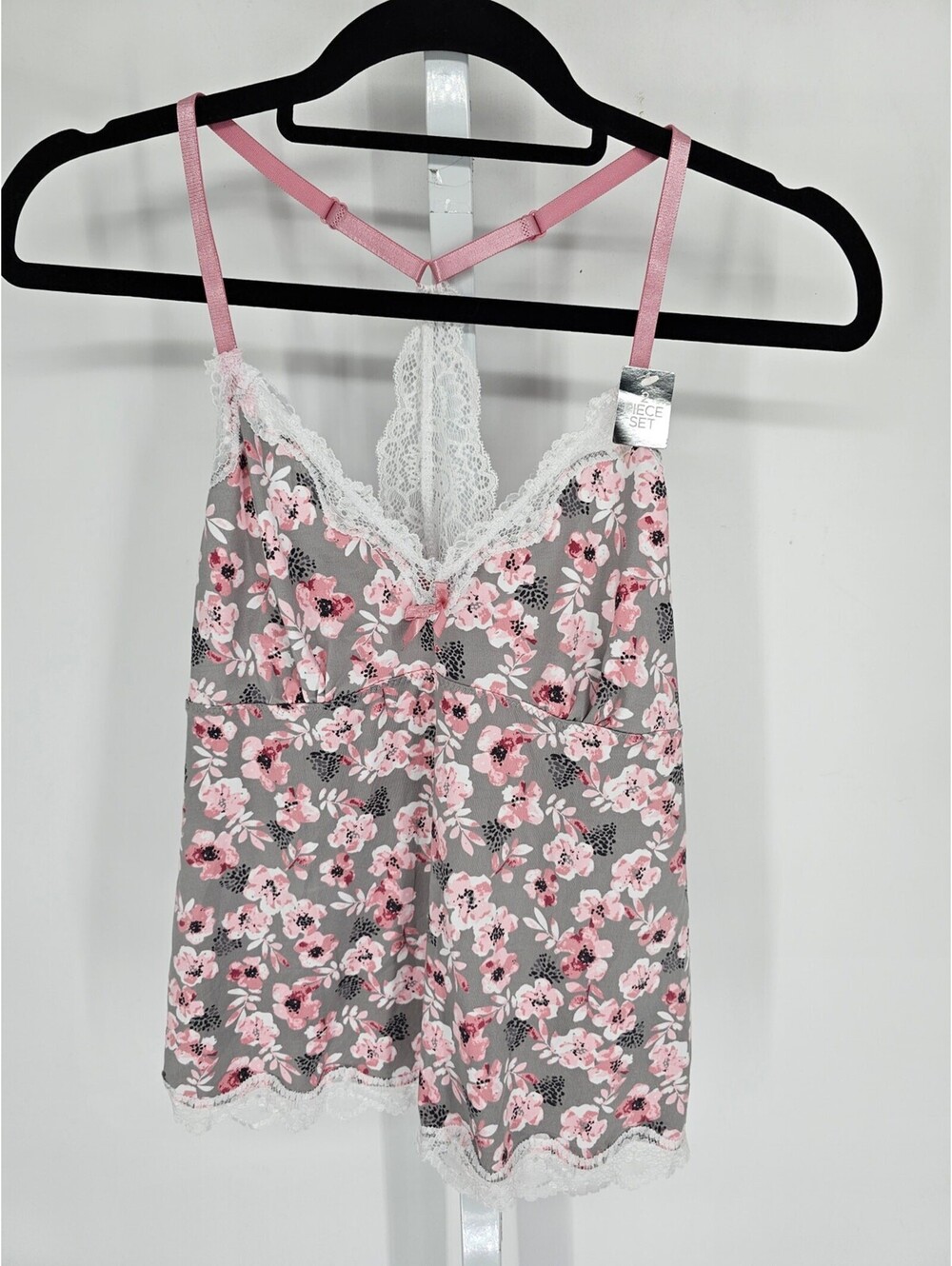 Y2K Marilyn Monroe Intimates Sz M Pajama Shity Gray Pink Floral NEW